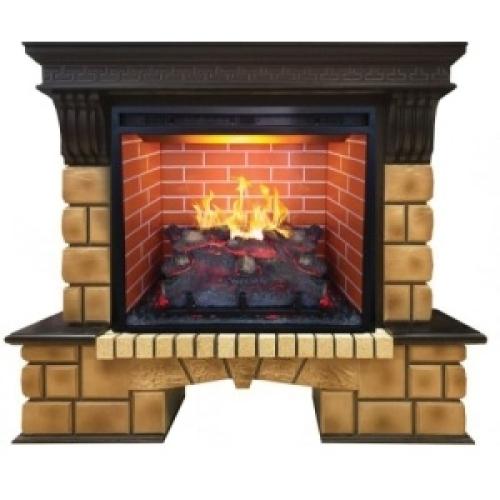 Каминокомплект RealFlame портал Stone Brick 26 AO с очагом 3D Cassette 630 со вставкой